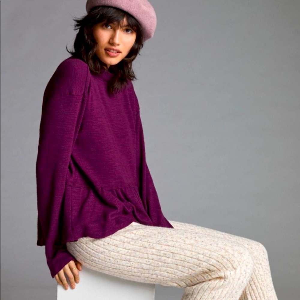Anthropologie Pilcro mock neck peplum top XS